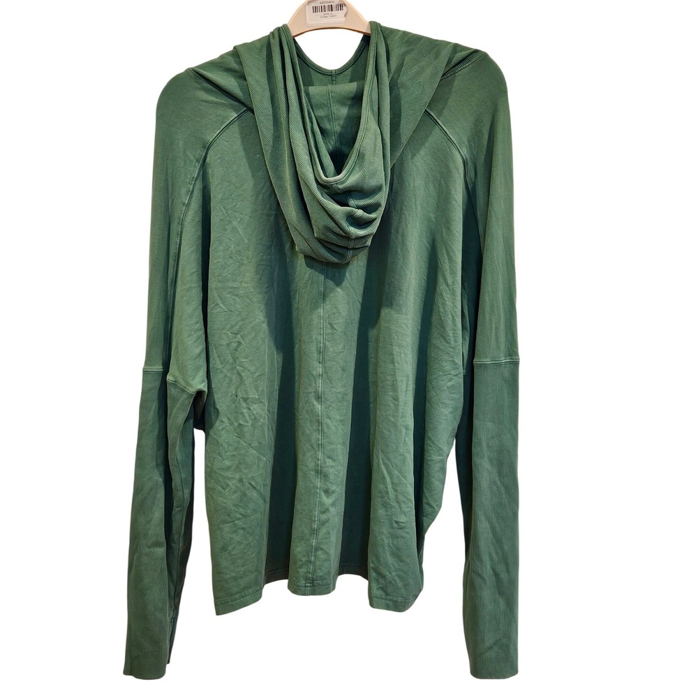 FP Free People Hot Shot Green Hooded Long Sleeve Thumbhole Top Oversized Medium - Picture 4 of 6